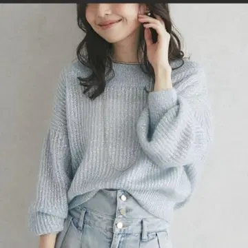 시착만 한 상품! 러브 부티크 털실 모자 꽁지 라메 모헤어 크롭 니트