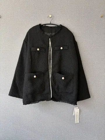 새상품 휴먼 세컨드 포멀 펄 버튼 트위드 자켓 M