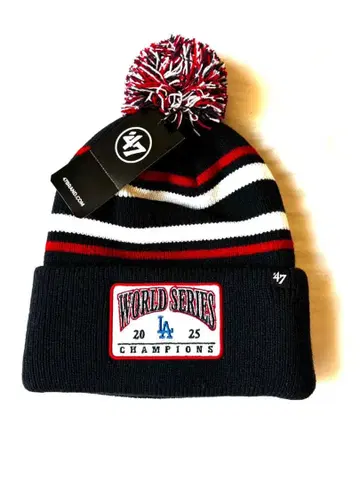 LA 다저스 2025 월드 챔피온 기념 니트 모자 비니 네이비