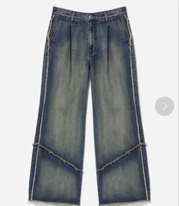 네이비 프린지 데님 팬츠 블루 계열