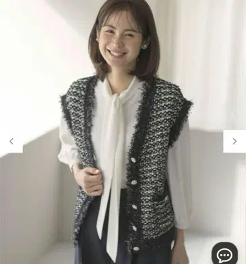 프린지 니트 베스트 모노톤