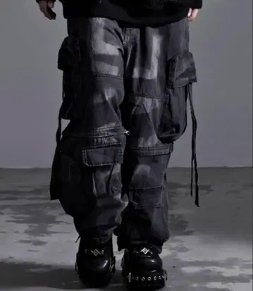 SILVER BULLET 다크 그레이 데님 카고 팬츠