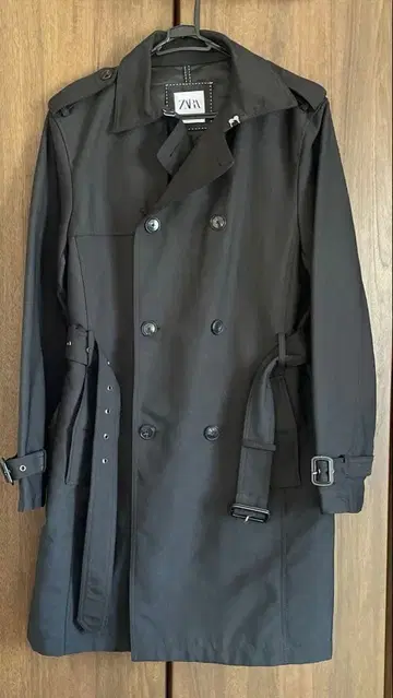 ZARA 블랙 트렌치코트 더블 브레스트 벨트 포함