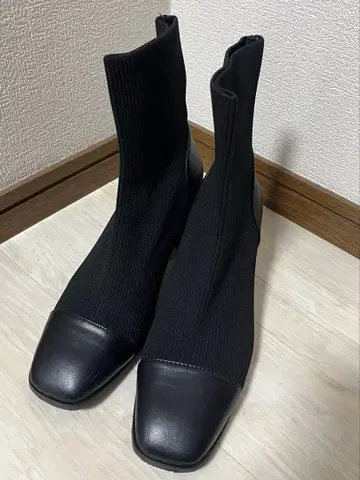 RANDA 스트레치 청키힐 니트 부츠