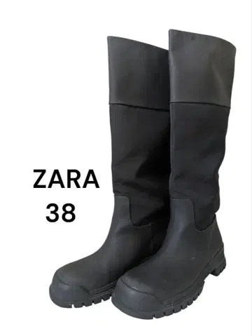 ZARA 블랙 롱 부츠 24cm 절개 플랫 편안한