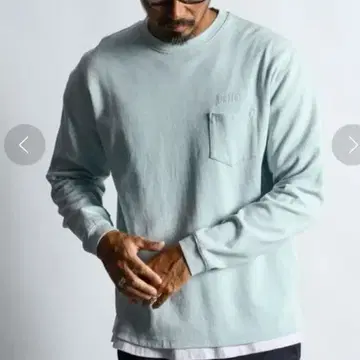 퍼 분또 소재 피그먼트 가공 티셔츠 M 라이트 블루