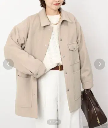 SLOBE IENA 울 프렌치 워크 블루종 베이지