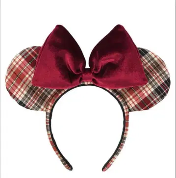디즈니 머리띠 체크 빨간색 레드