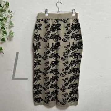 니트 스커트 스커트 니트 꽃무늬 베이지 브라운 가을/겨울 롱 스커트