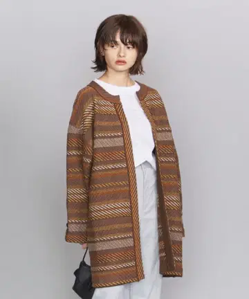 BEAUTY&YOUTH 보헤미안 자카드 미들 가디건