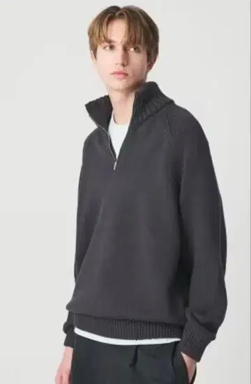 코드 얀 하프 지퍼 니트 워셔블