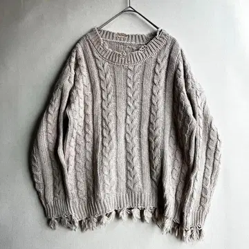 멀로 여성용 케이블 니트 스웨터 베이지