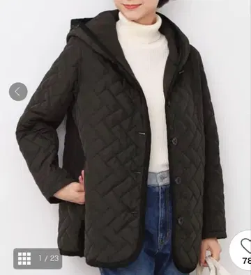 미사용 데셍 여성용 퀼트 후디드 자켓