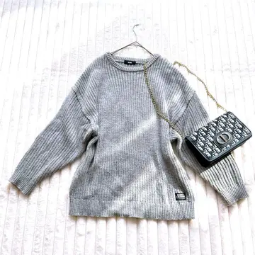 로데오 크라운 니트 스웨터 Free 그레이 백 프린트 리브