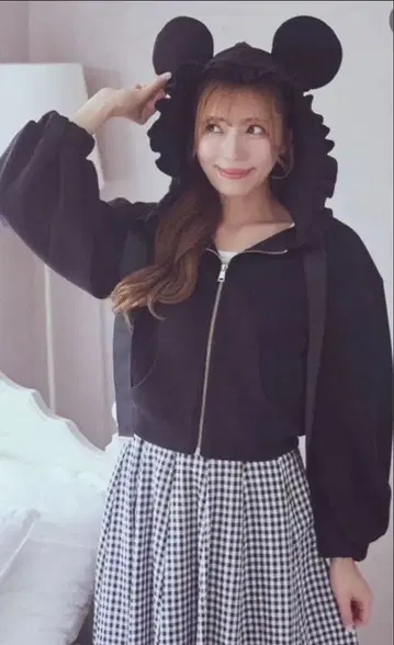 areeam 미키/와플 후드티 블랙