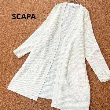 새상품급 스캐파 와플 편직 울 롱 가디건 XL 상당 아이보리