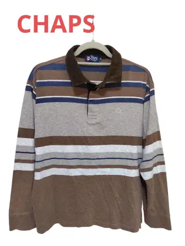 CHAPS 차프스 보더 무늬 롱 슬리브 피케 셔츠