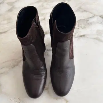 FOXY 다크 브라운 가죽 스웨이드 부츠