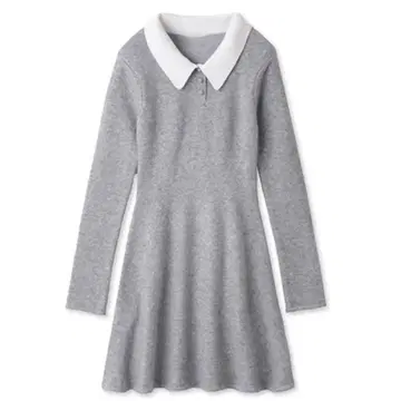 그레이 카라 부착 니트 원피스 긴팔