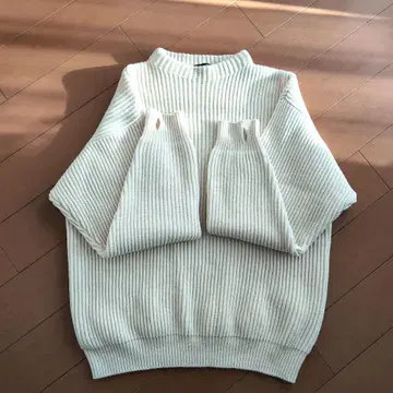 한 번 착용*MACPHEE 아이보리 리브 하이넥 스웨터 니트