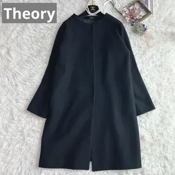 2022AW 새상품급 띠어리 현행 멜톤 노카라 코트 램스울 블랙 S