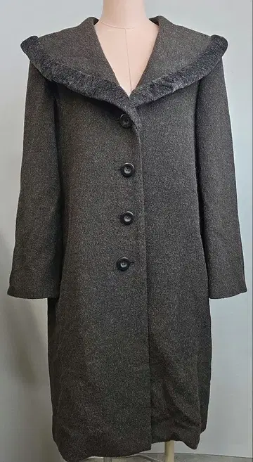 새상품급 takeo nishida 프릴 달린 다크 그레이 롱 코트 y41