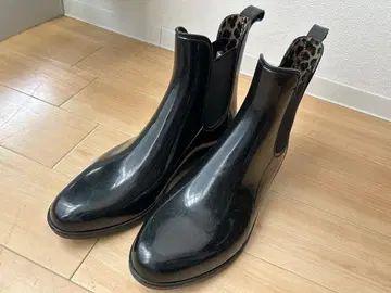 [독일] 블랙 고무 레인부츠 레오파드 무늬 39
