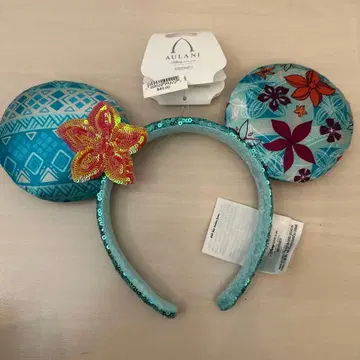 아울라니 한정판 머리띠 AULANI 파란색 꽃무늬 새상품