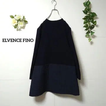 ELVENCE FINO 퀼팅 절개 니트 M 네이비