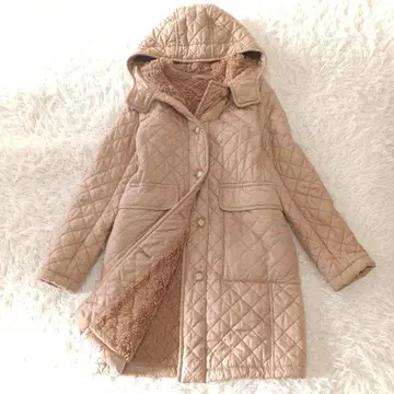 매킨토시 런던 퀼팅 코트 38 핑크 베이지 보아 안감