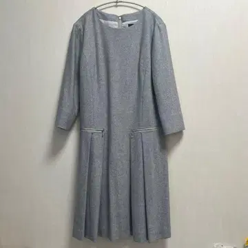 그레이 무릎 기장 원피스 긴팔 지퍼 포함