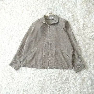 above feet 체크 무늬 집업 얇은 소재 자켓 L 겉옷 브라운 계열