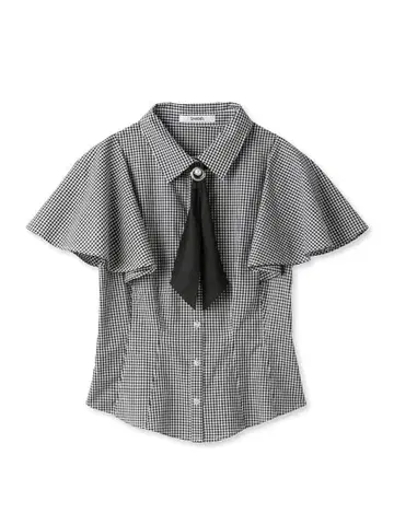 타이 달린 블라우스