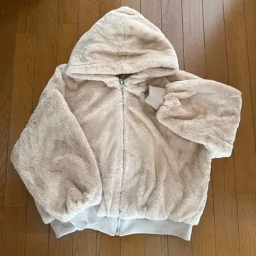 원 웨이 플리스 자켓 후드 부착 크림 아우터