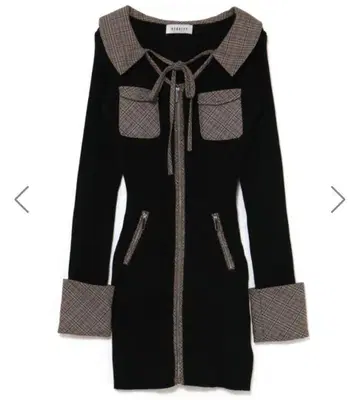 bubbles 프론트 지퍼 니트 미니 원피스 블랙