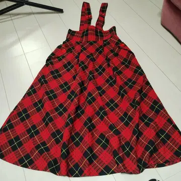 타탄 체크 오버롤 스커트 그런지 페어리 Y2K 걸리시