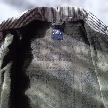 남성용 ZARA 코듀로이 자켓 안감 부착 USA XL 사이즈