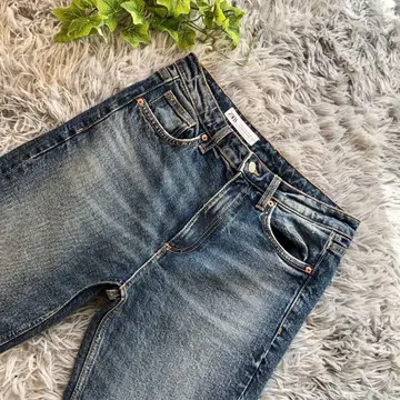 ZARA [ M 상당 ] 부츠컷 데님 프린지 밑단 스트레이트 블루 청바지