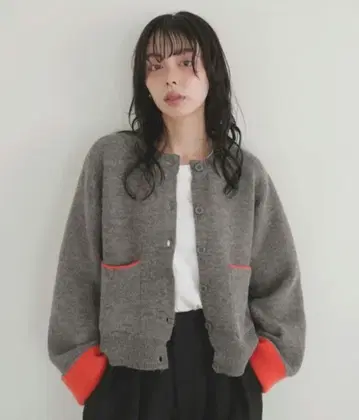 새상품 알파카 터치 바이컬러 가디건 LIAN