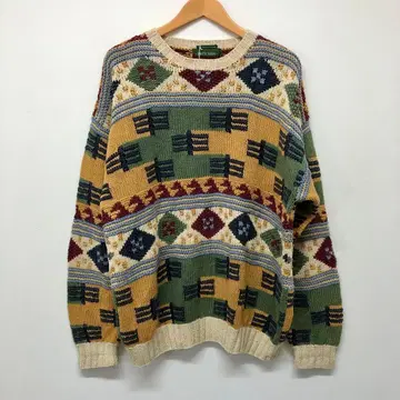 90s US 구제 의류 디자인 코튼 니트 스웨터