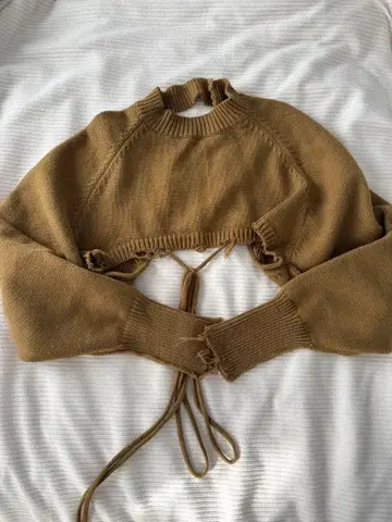 [ 새상품급 ] 레이스업 긴팔 니트 스웨터