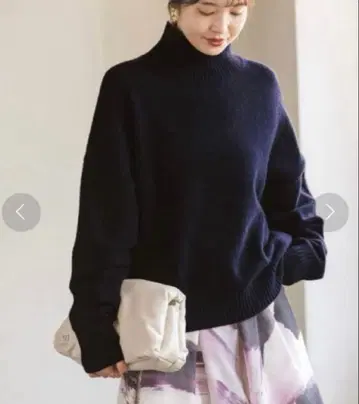 noble Super160s 터틀넥 니트 네이비