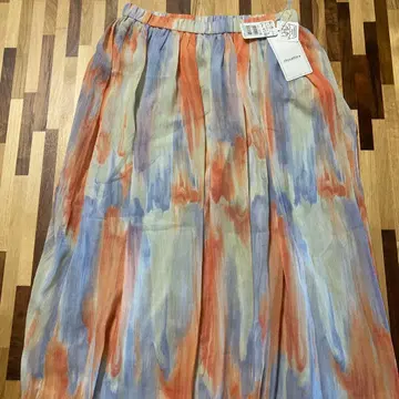 롱 스커트 38 오렌지 계열 패턴 폴리에스테르 100%