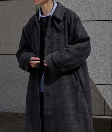 [ epnok ] 울 블렌드 헤링본 스텐카라 코트