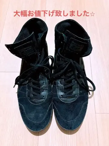 오니츠카타이거 블랙 스웨이드 하이컷 스니커즈