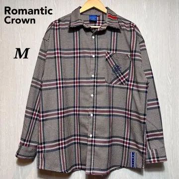 로맨틱 크라운 긴팔 셔츠 M 브라운 계열 자수 로고