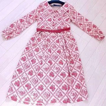 an another angelus 빈티지 로즈 타일 패턴 원피스