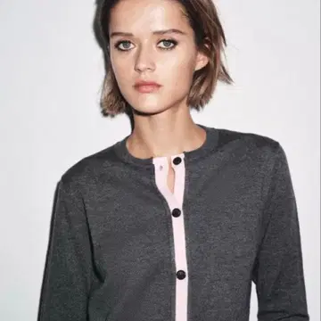 완판템 ZARA 콤비 니트 가디건 M 새상품급 핑크