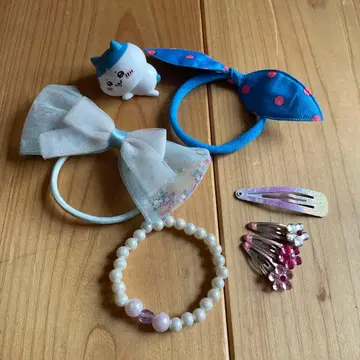 헤어 액세서리 세트 도트 리본 하치와레