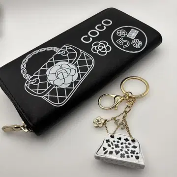 COCO 로고 블랙 장지갑과 키링 세트